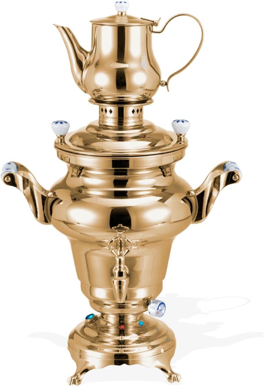 Samovar tea kettle Odessa III gold-plated stainless steel