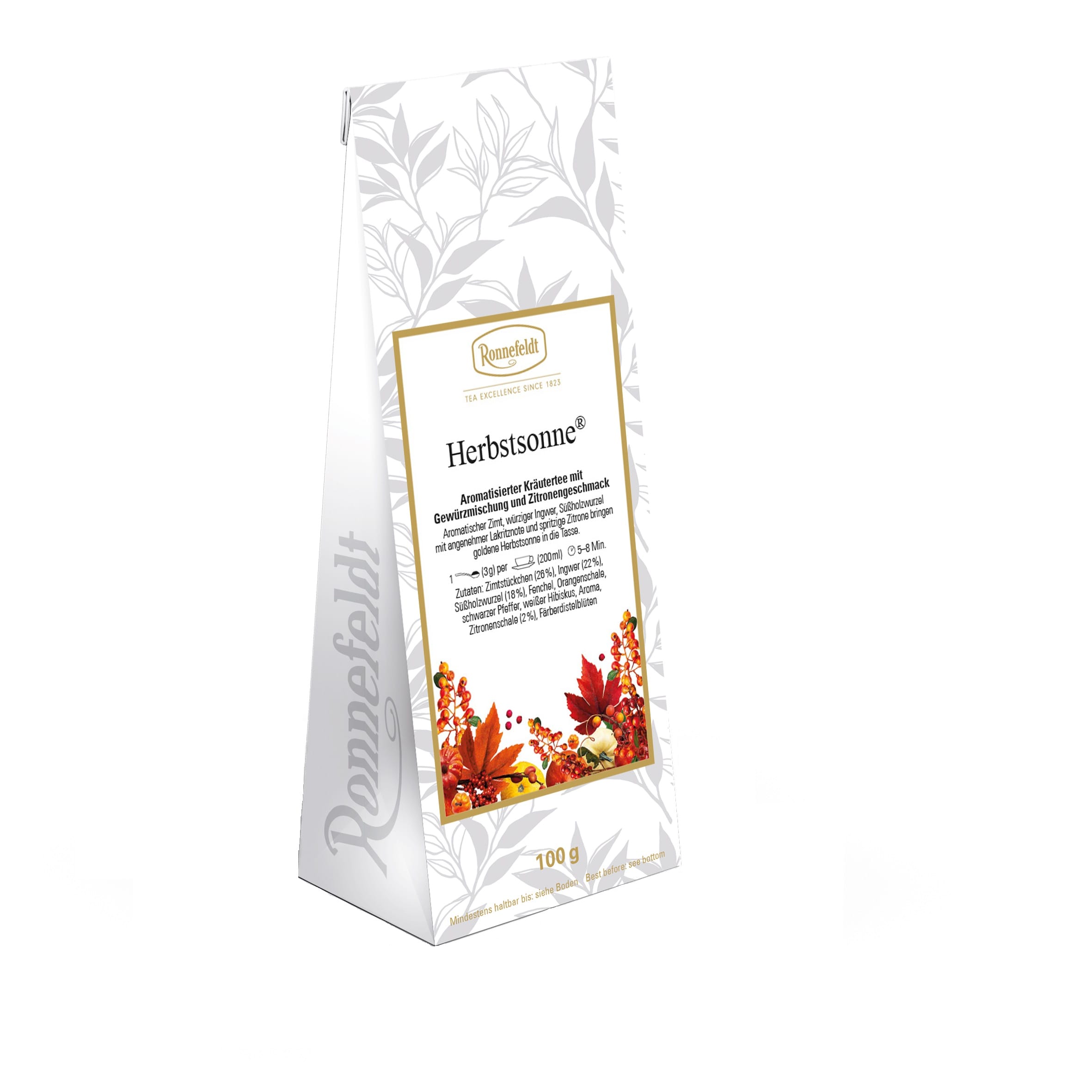 318-x_Herbstsonne_Aktionstuete Autumn Sun Flavoured herbal tea with spice blend and lemon flavour 100g