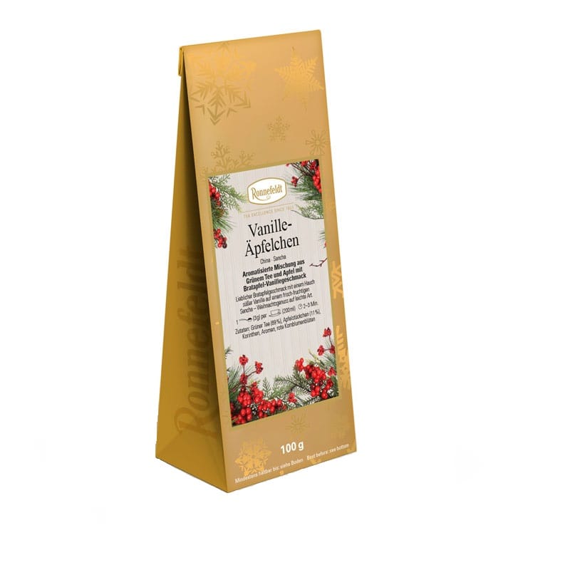 wintertee-gruentee-ronnefeldt-vanille-aepfelchen-4006465376519 Vanille-Äpfelchen aromatisierter grüner Tee 100g