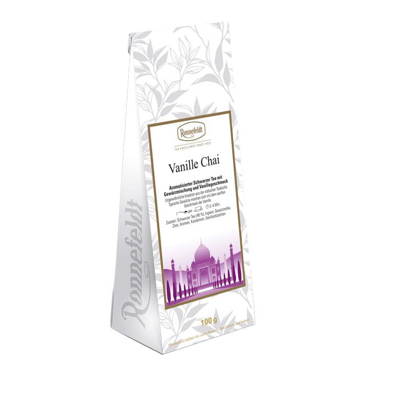 schwarzer-tee-ronnefeldt-vanille-chai-4006465030411-2 Vanille Chai aromatisierter schwarzer Tee mit Gewürzen 100g