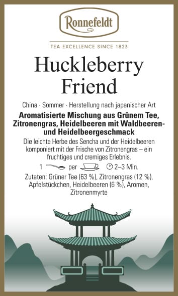 Huckleberry Friend flavoured green tea with blueberries 100g