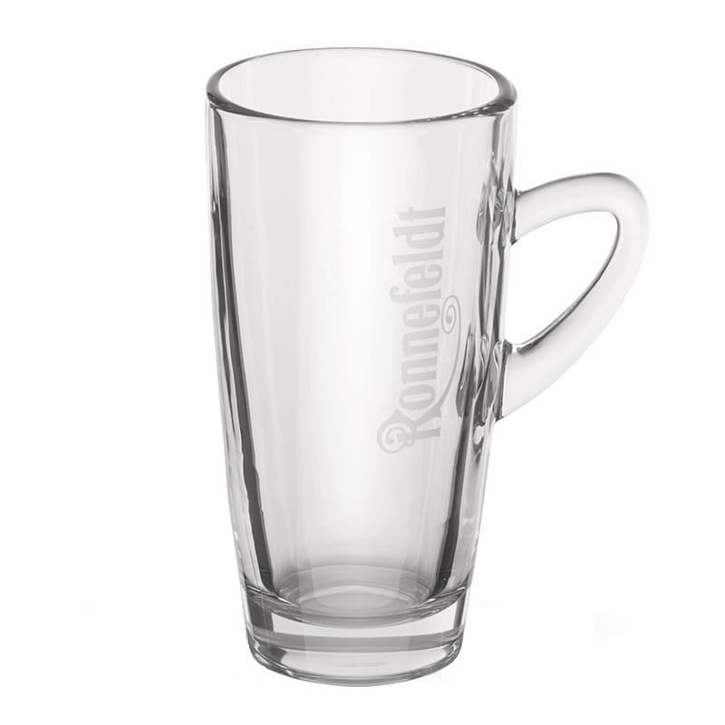 Tee-Glas 32cl halbtransparent weiß mit Schriftzug