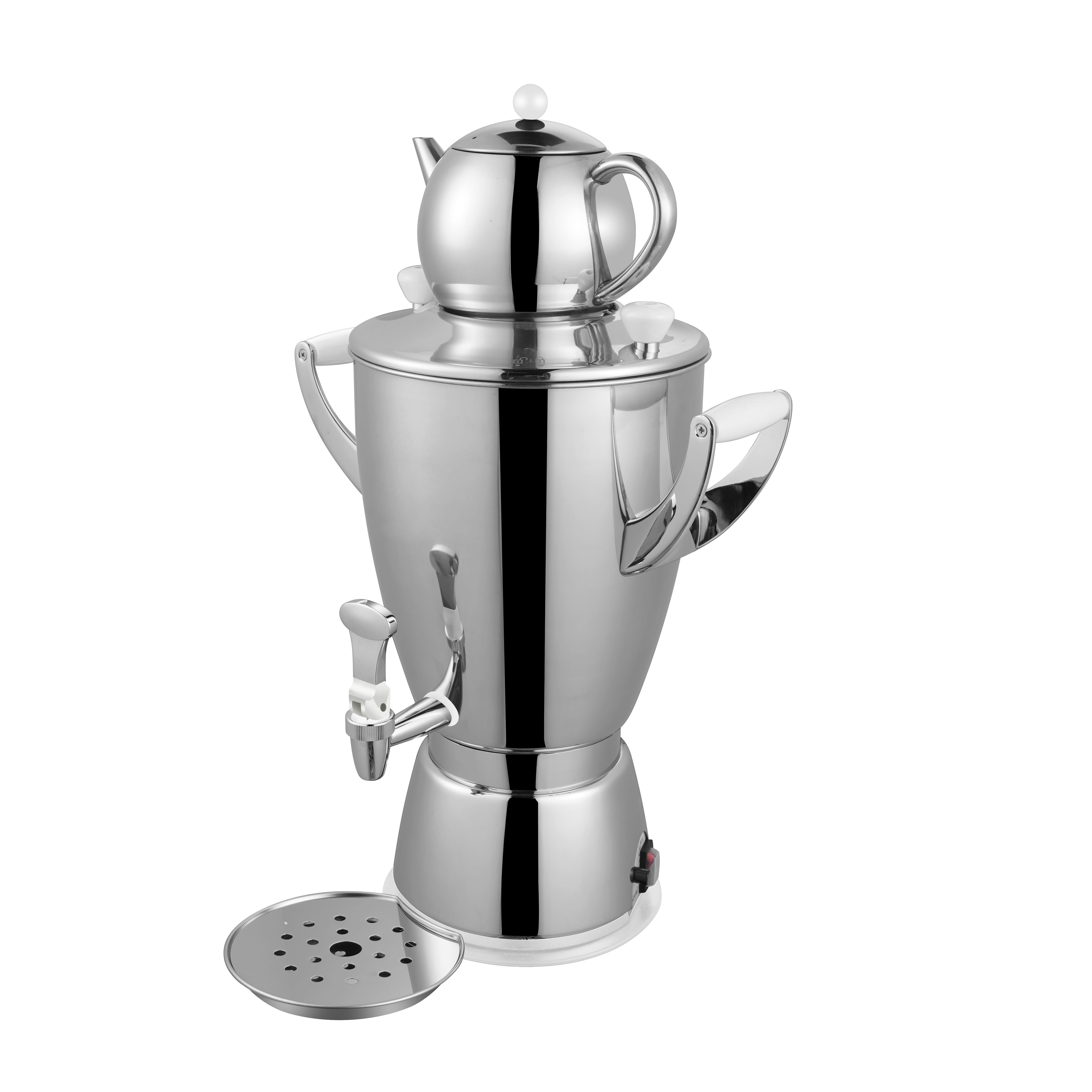 Samowar-Modell-6-Liter-Porzellan-Griff Samowar Teekocher, 6 Liter weiße Griffe